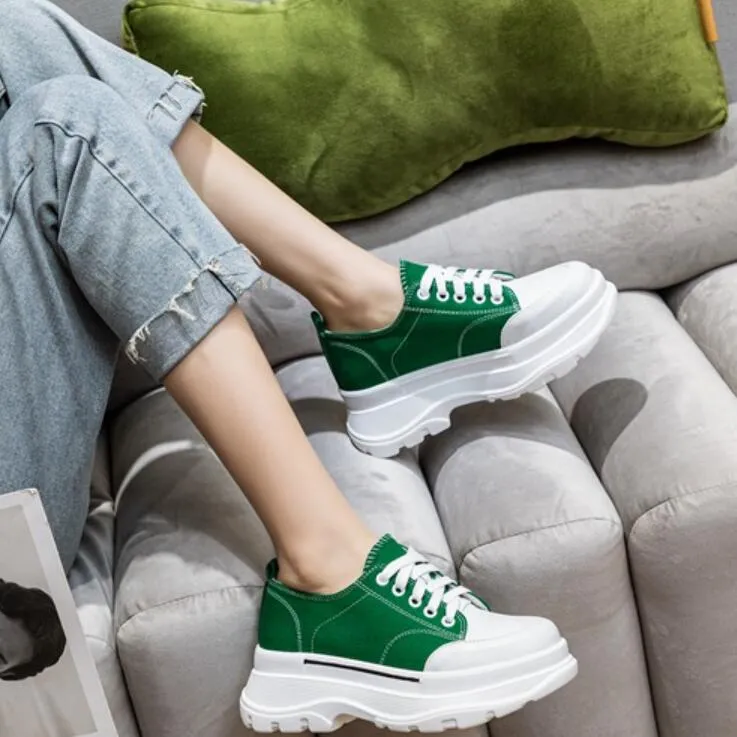 Women's Small Size Lace Up Thicksole Sneakers MS370