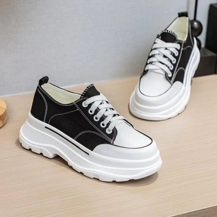 Women's Small Size Lace Up Thicksole Sneakers MS370