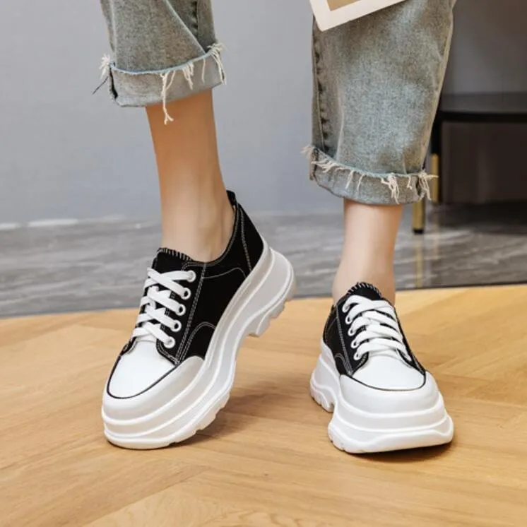 Women's Small Size Lace Up Thicksole Sneakers MS370
