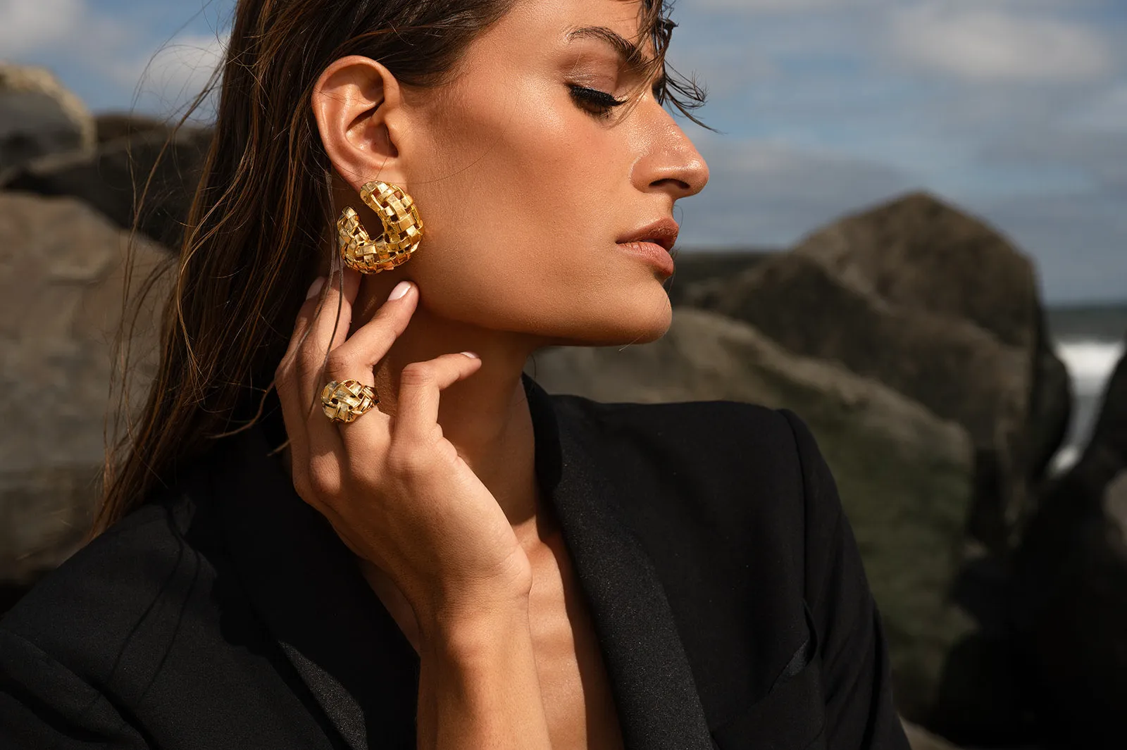 Woven C Earring