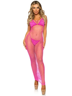 Woven Twist Net Maxi Dress Pink